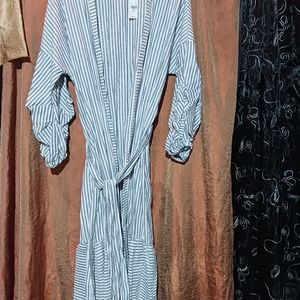Ny&Co NWT Cotton Blue Striped Robe